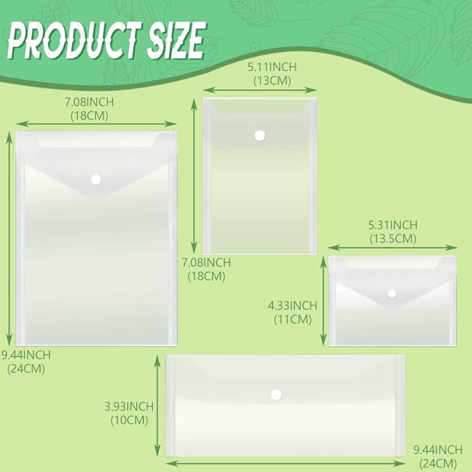 Vmiapxo 40 Pack Stamp and Die Storage Pockets, Reusable Small Plastic Envelopes Waterproof Sticker Organizer Receipt Holder Photo Storage Folders (Mixed Size)