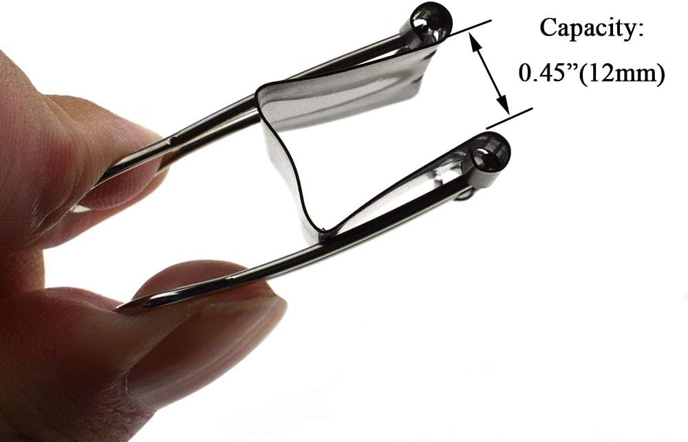 HAHIYO Binder Clips Paper Clamps Spring Steel Sturdy Medium 1.26 inches Width 0.45 Inch Capacity No Sharp Edges Heavy Duty Tight Grip Reusable Black Metal Bright Finish for Home Office School 16 Pack