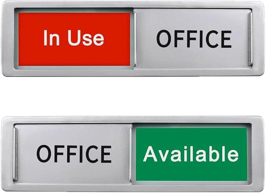 In Use/Available Sign,Non-Scratch Magnetic Privacy Sliding Door Signs Tells Whether Office Conference Room Vacant or Occupied, Silver