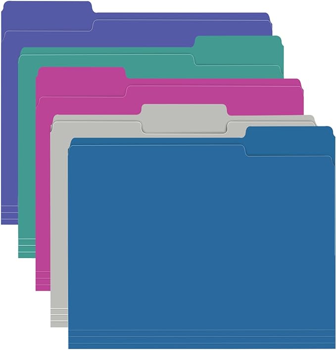 File Folder, RAZCC 150 Pack 1/3 Cut Tab File Folders Letter Size, Colored File Folders for Office Classroom Use, Colored Folders with Tabs, Assorted 5 Colors