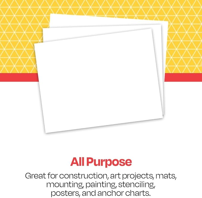 School Smart Railroad Board, 22 x 28 Inches, 6-Ply, White, Pack of 100