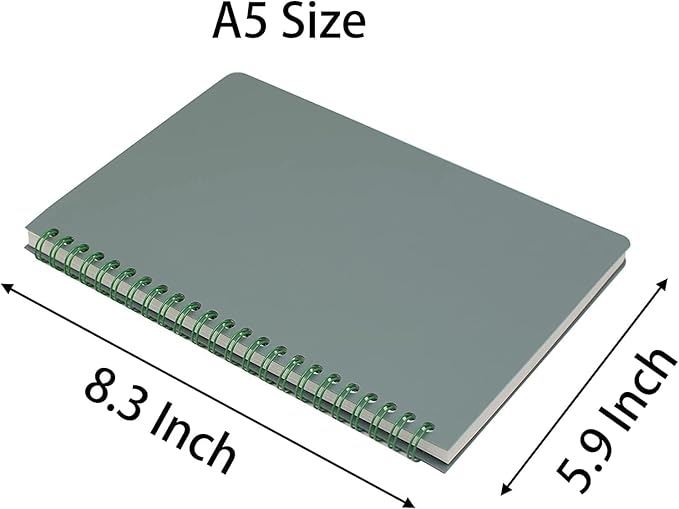 Yansanido Spiral Notebook, 4 Pcs A5 Thick Plastic Hardcover Graph Paper 4 Color 80 Sheets -160 Pages Journals for Study and Notes (Grid-4pcs Wine Red,Brown,Green,ivory, A5)