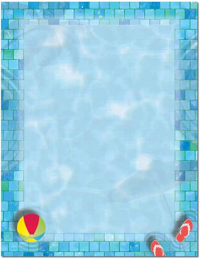 Swimming Pool Letterhead Laser & Inkjet Printer Paper, 100 pack