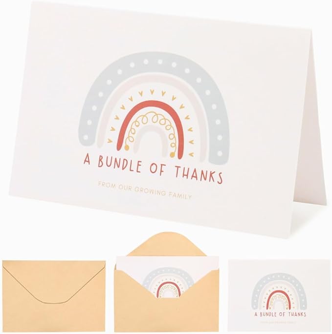 Baby Shower Thank You Cards with Envelopes, 50 Pack, Baby Girl Shower, Baby Boy Shower, Gender Neutral, Baby Shower Thank You Notes, Baby Shower Cards, Baby Thank You Cards for Girl, Baby Thank You