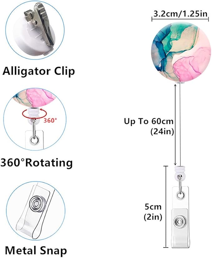 Badge Reels,Nurse Badge Holder,Retractable Badge Reel with Clip ID Card Holders for Office Worker Doctor Nurse