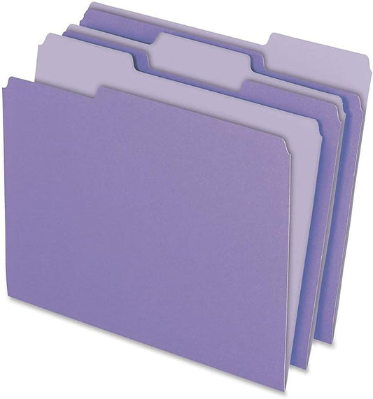 Pendaflex Two-Tone Color File Folders, Letter Size, 1/3 Cut, Lavender, 100 Per box (152 1/3 LAV)