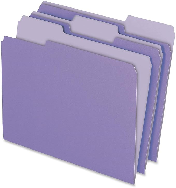 Pendaflex Two-Tone Color File Folders, Letter Size, 1/3 Cut, Lavender, 100 Per box (152 1/3 LAV)