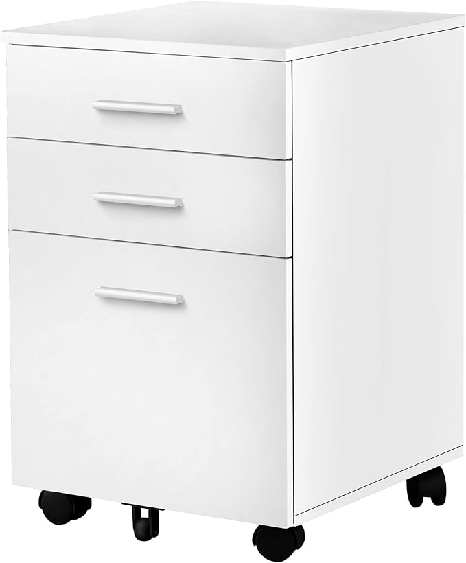 Monarch Specialties I 7780 File Cabinet, Rolling Mobile, Storage Drawers, Printer Stand, Office, Work, Laminate, White, Contemporary, Modern