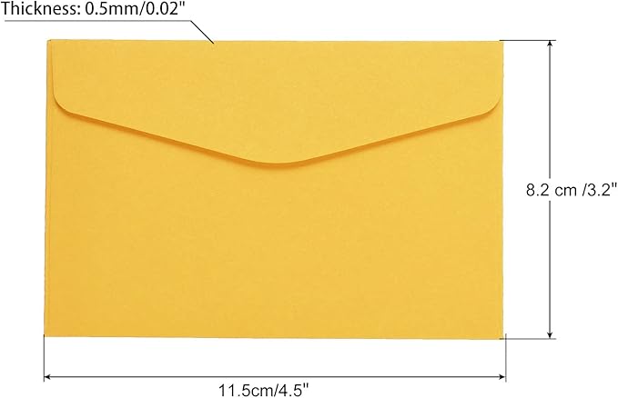 PATIKIL Mini Envelopes, 100 Pack Paper Blank Small Items Storage Business Card Holder for Greeting Note Party, Yellow