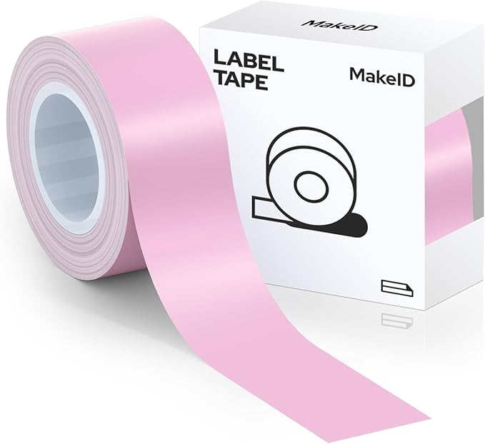 MakeID Label Maker Tape - Self-Adhesive Sticker Label Tape Refill Compatible with MakeID L1 Q1 Label Machine - Waterproof 6-Layer Laminated Film, Split-Back Design - 0.63"x13' (16mm x 4m)