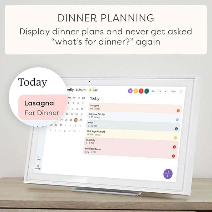 Skylight Calendar: 15 inch Digital Calendar & Chore Chart, Smart Touchscreen Interactive Display for Family Schedules - Wall Mount Included