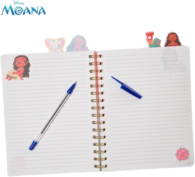 Innovative Designs Disney Moana Tab Journal Notebook for Kids, Spiral Bound, 96 Lined Pages, 8 x 7 inches