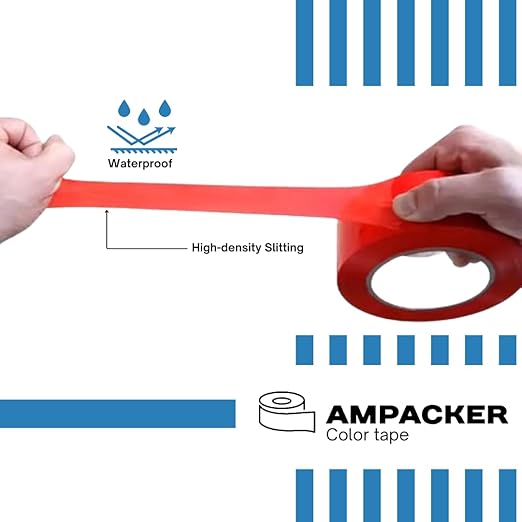 Heavy Duty Packaging Color Tape for Shipping,Packing and Moving 2" Wide x 2.0 Mil Thick -110 Yrd Roll -Acrylic Adhesive Tape for Box Sealing. (6 Rolls, Red, 2" Wide x 110 yds)