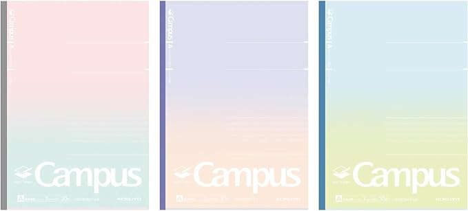 KOKUYO Composition Notebooks, 3 Pack Campus Smart B5 Comp Book with Dotted A 7mm Rule, 30 Sheets, School Lined Notebook in Souffle Tone, Journal Notebook for Women Note Taking. (NO-GS3CWAT-L2X3)