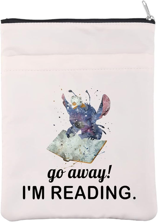 Cartoon Character Book Sleeve Ohana Lovers Book Cover WDW Fandom Gift Go Away I’m Reading Gift for Bookish Bibliophile (ShiDiZai ReadingBS)