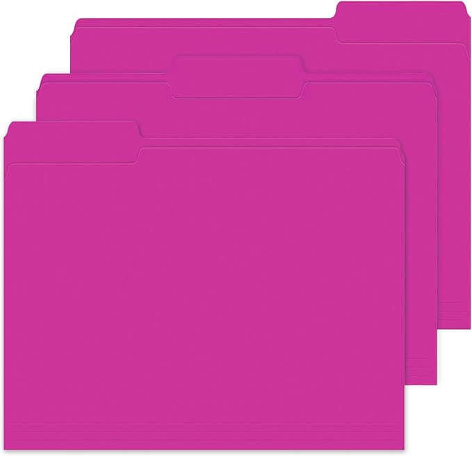 File Folders,IntoJoy 120 Pack Colored File Folder Letter Size, 1/3 Cut Tab Filing Folders for Office School Business File Document Organization,Pink