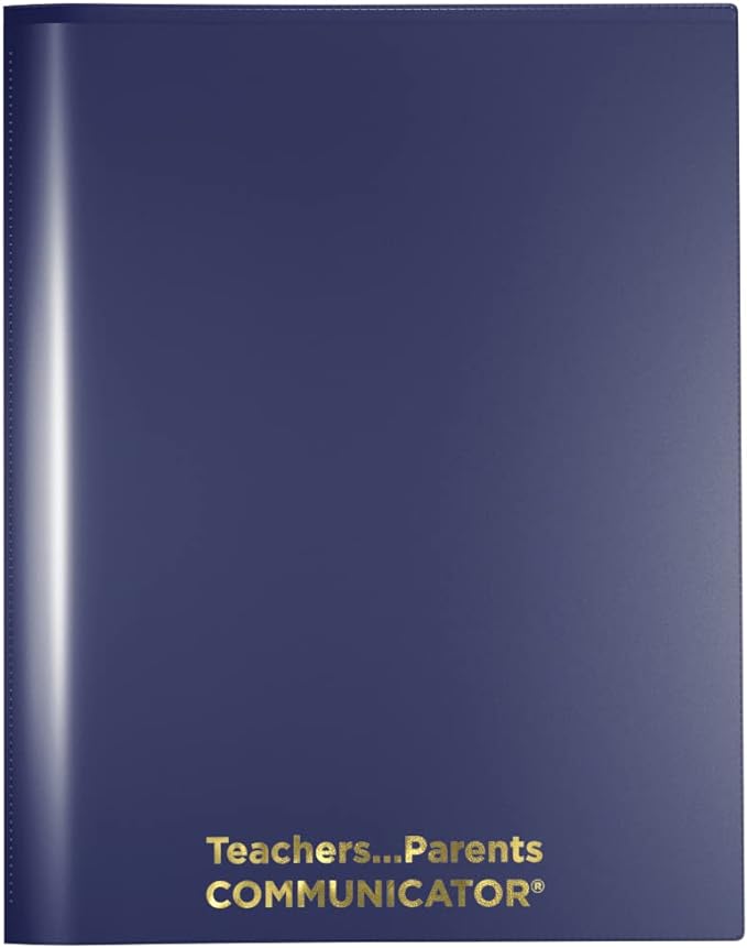 Nicky's Folder® English Communicator, Parent-Teacher Folder, Patented Tear-Resistant, Flexible Plastic, 2 Inside Pockets, 2 Exterior Sleeves, Letter Size Paper, Single Color (24 Pack) (Navy Blue)