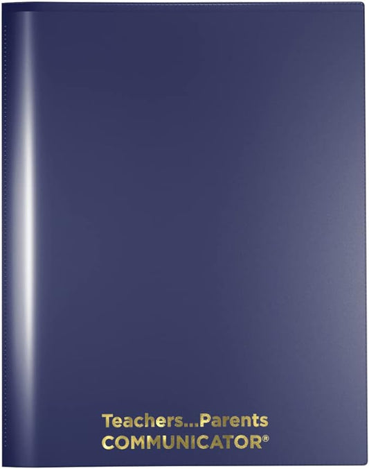 Nicky's Folder® English Communicator, Parent-Teacher Folder, Patented Tear-Resistant, Flexible Plastic, 2 Inside Pockets, 2 Exterior Sleeves, Letter Size Paper, Single Color (24 Pack) (Navy Blue)