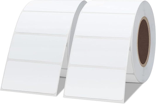 Hybsk 2x1 inch Direct Thermal Labels for Barcodes, Address, Compatible with Rollo Label Printer & Zebra Desktop Printers (2"x1",2 Rolls White)