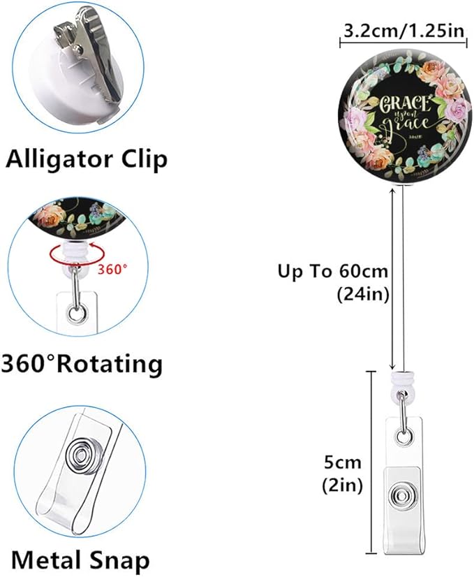 Badge Reels,Nurse Badge Holder,Retractable Badge Reel with Clip ID Card Holders for Office Worker Doctor Nurse
