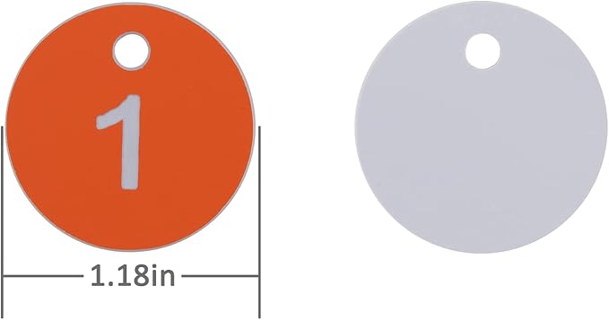 StayMax Plastic ID Number Tags Engraved Tags Key Tags Without Key Rings (1-100, Orange)