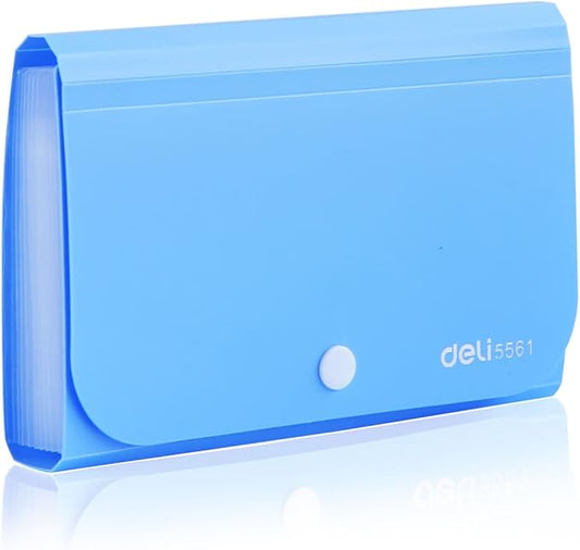 Expanding File Folder, Subdivision Accordion File Folder Mini Organizer PP Wallet for Cards,Coupons,Receipt,Tax Item or Changes,7x4.5 Inches,12 Pockets with Tabs and Check Case(Blue)