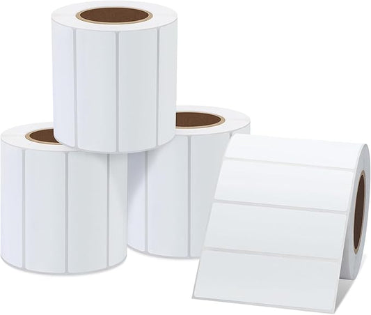 Hybsk 3x1 inch Direct Thermal Labels for Barcodes, Address, Compatible with Rollo Label Printer & Zebra Desktop Printers (3"x1",4 Rolls White)