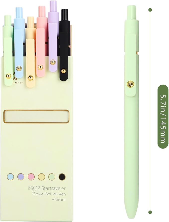 Ddaowanx Colorful Gel Pens, 0.5mm Fine Point Retractable,Colored Pens for Journaling and Sketching, Teacher Must Haves,Teacher School Supplies, Gifts for Nurse ﻿(12Pcs-Aesthetic+Vintage Colors)