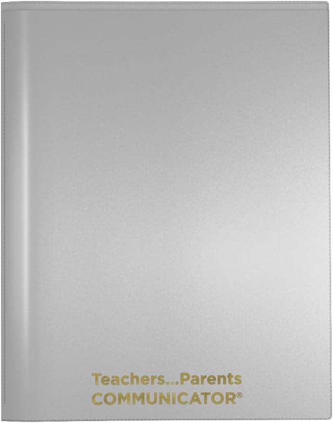Nicky's Folders® English Communicator, Parent-Teacher Folder, Patented Tear-Resistant Flexible Plastic 2 Inside Pockets, 2 Exterior Sleeves, Letter Size Paper, Single Color(24 Pack) (Metallic Silver)