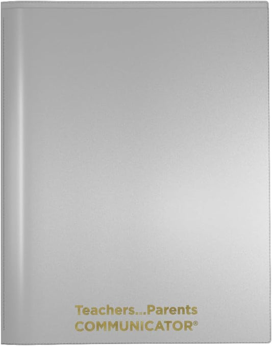 Nicky's Folders® English Communicator, Parent-Teacher Folder, Patented Tear-Resistant Flexible Plastic 2 Inside Pockets, 2 Exterior Sleeves, Letter Size Paper, Single Color(24 Pack) (Metallic Silver)