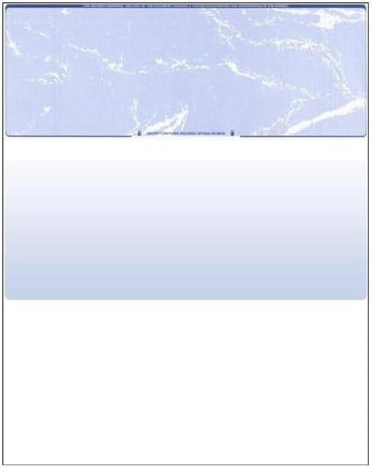 Compuchecks Check on Top Blank Check Paper - 250 Pack, Quick-Books & Laser Printer Compatible - Security Business Checks with Voucher - 8.5" x 11" Blue Marble
