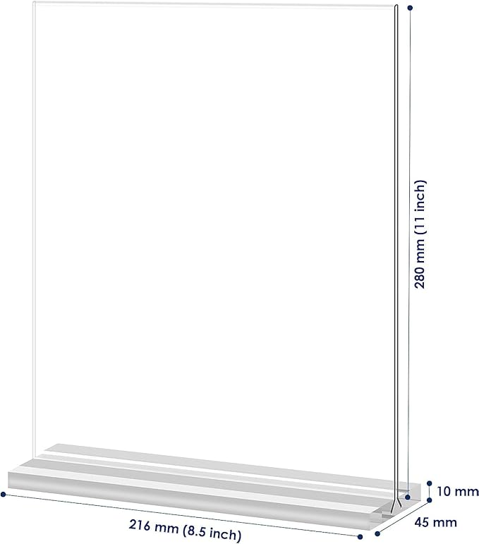 2 Pack Acrylic Sign Holder 8.5x11 Vertical Double-Sided Display