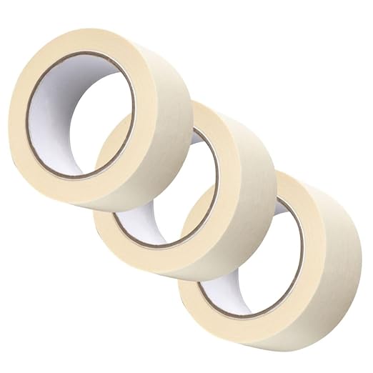 GTSE Masking Tape, 3 Pack, 2 inches x 55 Yards (164 ft), General Purpose Beige Multi-Surface Tape for Painting, Labeling and Craft, 3 Rolls