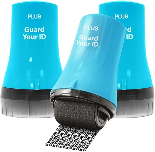 Wide Advanced ID Roller, Protect Your Private Information with Guard Your ID Theft Prevention and Confidential Roller Stamp, Easy to use Mess-Free Address Blocker, ASOTV (Wide 3-Pack, Turquoise)
