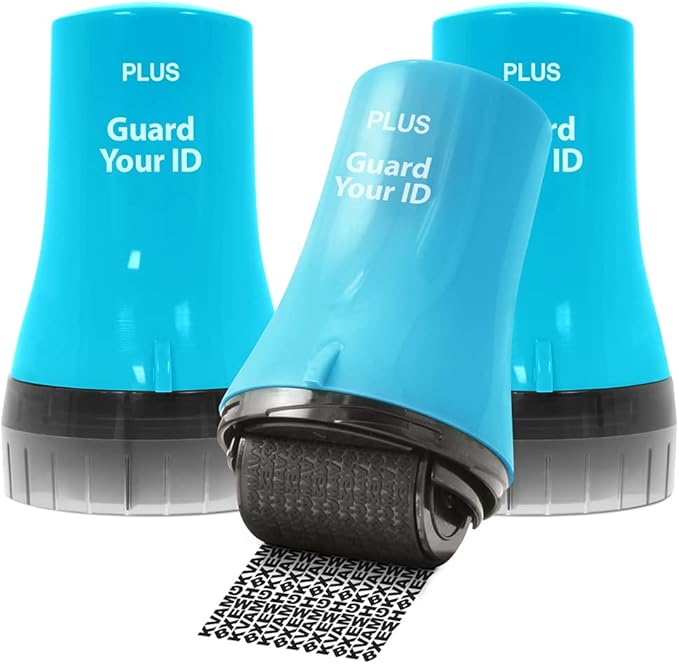 Wide Advanced ID Roller, Protect Your Private Information with Guard Your ID Theft Prevention and Confidential Roller Stamp, Easy to use Mess-Free Address Blocker, ASOTV (Wide 3-Pack, Turquoise)