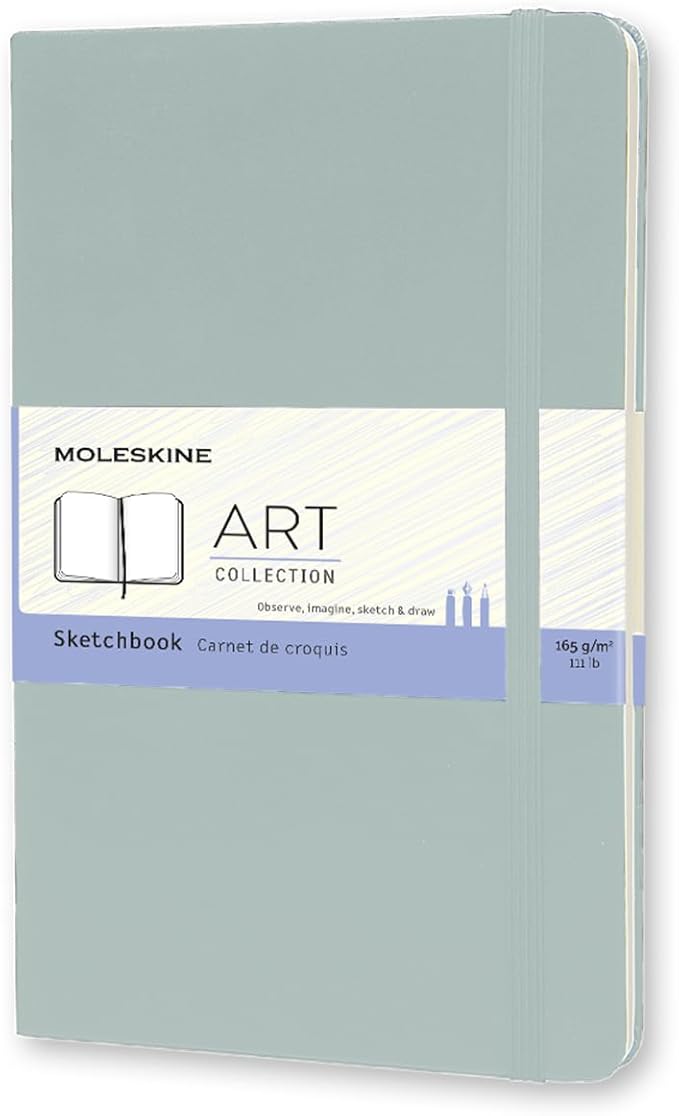 Moleskine Art Sketchbook, Hard Cover, Plain, Large, (5” x 8.25”), Sage Green
