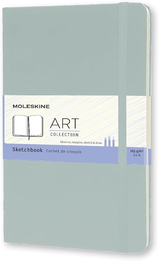 Moleskine Art Sketchbook, Hard Cover, Plain, Large, (5” x 8.25”), Sage Green