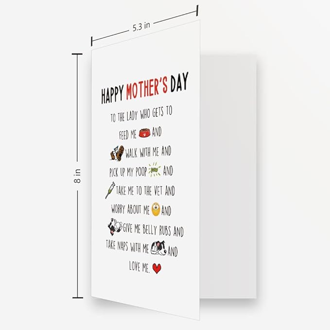 OJsensai Happy Mothers Day Card from Dog, Dog Mom Mothers Day Gifts for Dog Mom Grandma, Dog Mom Mother’s Day Card for Her, the Lady Who Love the Dog