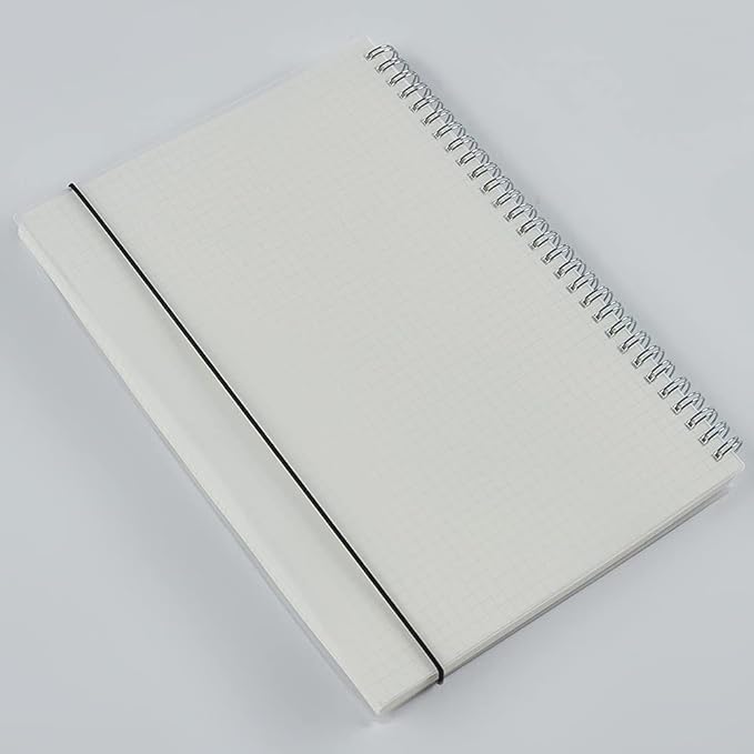 2 Pack A4 Spiral Bullet Dotted Journal with 120gsm Thick Paper, Dot Grid Spiral Notebook with Plastic Hardcover and Elastic Band Closure, 74 Sheets Per Pack 8.5 x 11 Inches