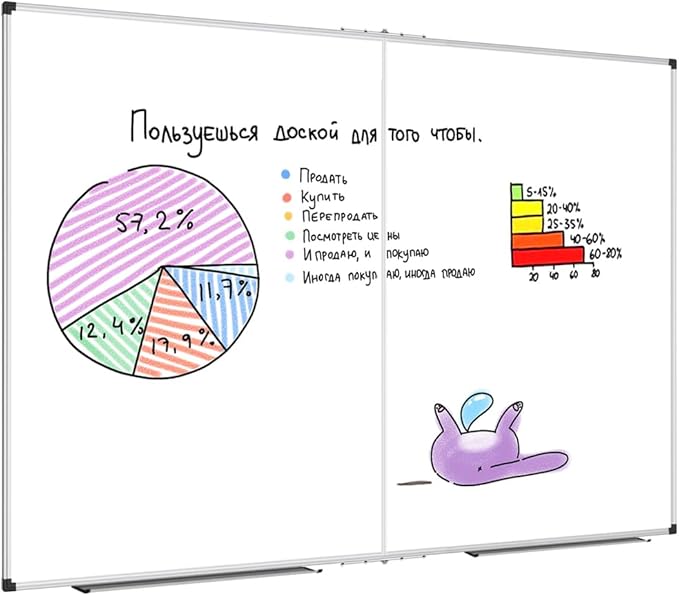 XBoard Magnetic Whiteboard 72 x 48 Inch | Giant Foldable Dry Erase White Board for Wall with Marker Tray 6' x 4' | Extra Large Aluminum Frame Folding Message Presentation Board