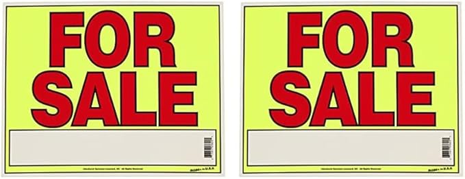 Sunburst Systems For Sale Sign for Cars, Trucks, Garage Sales, Business Sales 11H x 14W, Red-Yellow-Black (Pack of 2)
