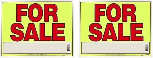 Sunburst Systems For Sale Sign for Cars, Trucks, Garage Sales, Business Sales 11H x 14W, Red-Yellow-Black (Pack of 2)