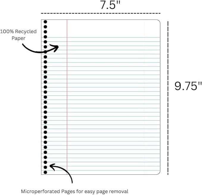 Decomposition Sea Turtles College Ruled Spiral Notebook - 9.75 x 7.5 Journal with 160 Lined Pages - 100% Recycled Paper - Cute Notebooks for School Supplies, Home & Office - Made in USA