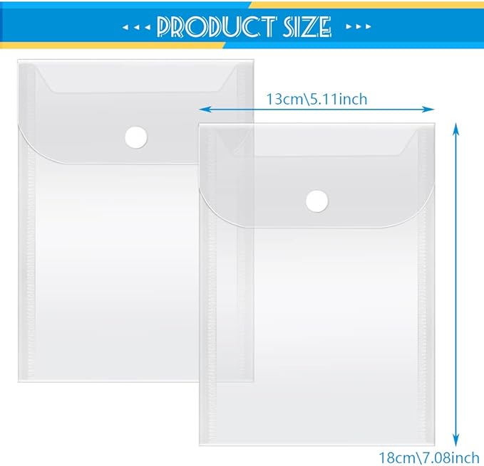 Vmiapxo 40 Pack Stamp and Die Storage Pockets, Reusable Small Plastic Envelopes Waterproof Sticker Organizer Receipt Holder Photo Storage Folders (5" x 7")