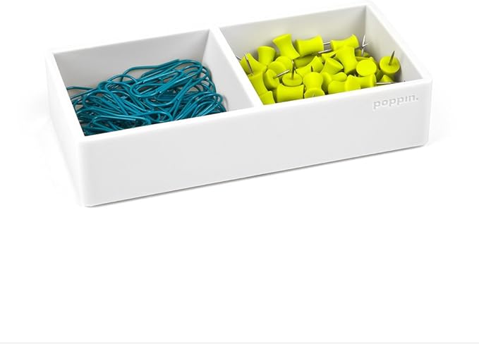 Poppin This & That Tray - Modular Desk Trays for Office Organization, Color-Coordinated Office Supplies for Desk (White, This & That Tray)