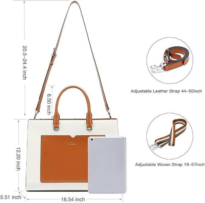 CLUCI Briefcase for Women Vegan Leather 15.6 Inch Laptop Bag Large Pocket Business Ladies Shoulder Bag