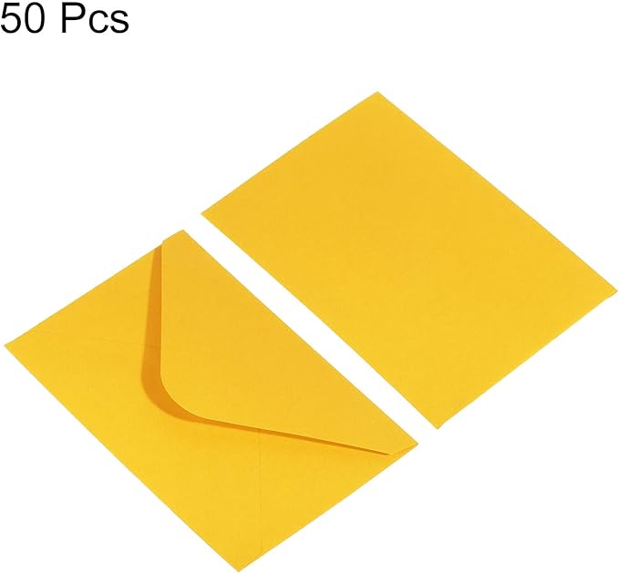 PATIKIL Mini Envelopes, 50 Pack Gift Cards Business Cards Envelope for Greeting Weddings, Yellow
