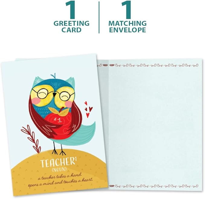 Tree-Free Greetings Teacher Appreciation Cards - Artful Designs - 1 Card + Matching Envelopes - Made in USA - 100% Recycled Paper - 5"x7" - Heartfelt, For Teacher, Teacher Definition (GO64414)