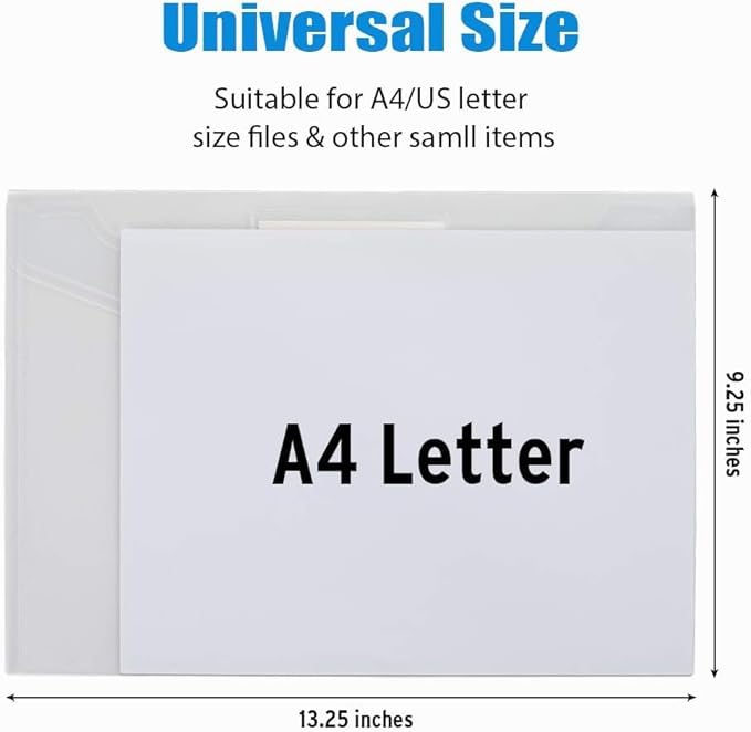 Sooez 50 Pack Plastic Envelopes Poly Envelopes, Clear Document Folders US Letter A4 Size File Envelopes with Label Pocket for School Home Work Office Organization, Clear