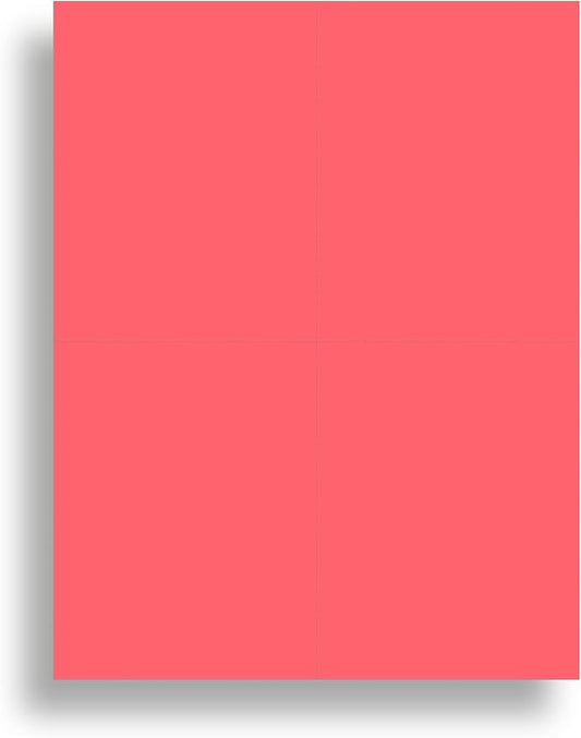 Blank Colored 4-up Postcard Paper by Desktop Publishing Supplies - 25 Sheets / 100 Postcards Pack - Printable with Laser or Inkjet Printer - Plain Matte Cardstock (Plain Pink)
